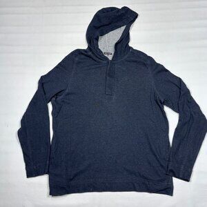 Wolsey Blue Wool Blend Long Sleeve Henely Hooded Sweatshirt Hoodie Mens Large